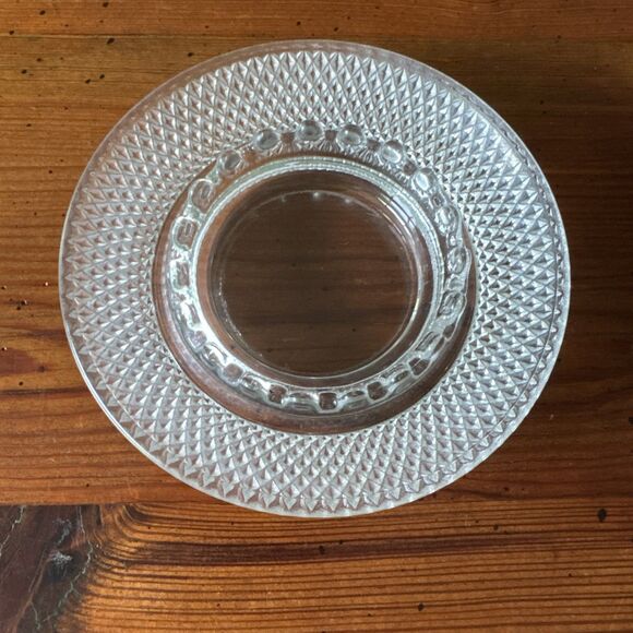 Vintage Mid-century Indiana Glass Diamond Point Hobnail Clear Ashtray Dish 6" - Picture 2 of 7